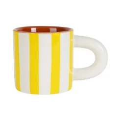 Fabrique de Styles Tasses Et Mugs*Tasse à café en grès rayée jaune et blanc 17cl - Alaria