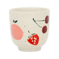 Fabrique de Styles Tasses Et Mugs*Tasse en grès moucheté blanc 17.5cl - Les Fruits
