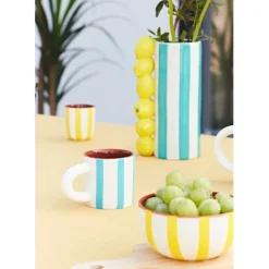 Fabrique de Styles Tasses Et Mugs*Tasse en grès rayée jaune et blanc 10cl - Alaria