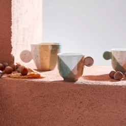 Fabrique de Styles Tasses Et Mugs*Tasses à café x4 en grès sauge et nude moucheté 14cl - Aurore