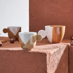 Fabrique de Styles Tasses Et Mugs*Tasses à café x4 en grès sauge et nude moucheté 14cl - Aurore