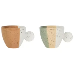 Fabrique de Styles Tasses Et Mugs*Tasses à thé x2 en grès sauge et nude moucheté 30cl - Aurore