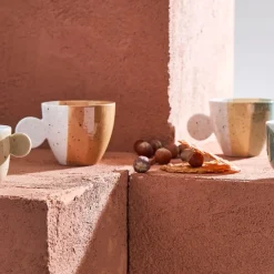 Fabrique de Styles Tasses Et Mugs*Tasses à thé x2 en grès sauge et nude moucheté 30cl - Aurore