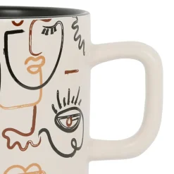 Fabrique de Styles Tasses Et Mugs*Tasses à thé x2 visage beige et brun 37.5cl en grès - terre brulée
