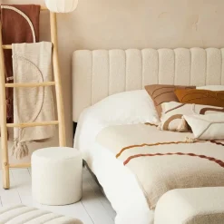 Fabrique de Styles Têtes De Lit Et Paravents*Tete lit en bouclette blanche et fer noir 160x100cm - Organic