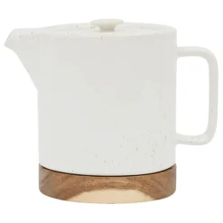 Fabrique de Styles Théières Et Cafetières*Théière avec filtre moucheté 1.15l en grès et dessous en bois - nordika