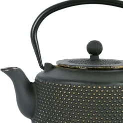 Fabrique de Styles Théières Et Cafetières*Théière en fonte noir et doré et filtre inox 1.6l - Point