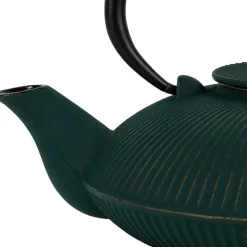 Fabrique de Styles Théières Et Cafetières*Théière en fonte plate avec filtre émeraude et doré 75cl