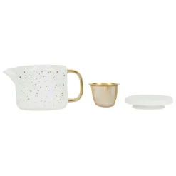Fabrique de Styles Théières Et Cafetières*Théière en grès mat blanc et doré 60cl - Astre