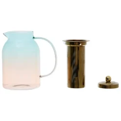 Fabrique de Styles Théières Et Cafetières*Théière en verre borosilicate émeraude et corail 1.5l - Funny