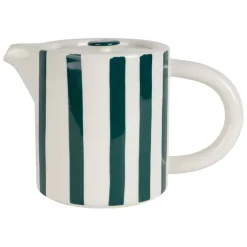 Fabrique de Styles Théières Et Cafetières*Théière rayée en grès émeraude et blanc avec filtre 1l - Alaria
