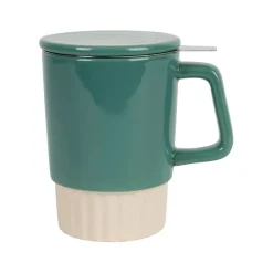 Fabrique de Styles Tasses Et Mugs*Tisanière en grès et inox émeraude 40cl - Cannelé