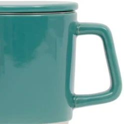 Fabrique de Styles Tasses Et Mugs*Tisanière en grès et inox émeraude 40cl - Cannelé