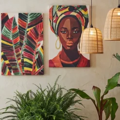 Fabrique de Styles Tableaux Et Toiles*Toile feuilles en tissu 60x90cm - Seguia