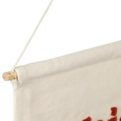 Fabrique de Styles Tableaux Et Toiles*Toile maison amour en coton écru et rouge 66x50cm - Famille