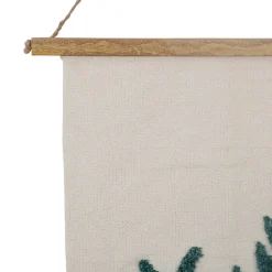 Fabrique de Styles Tableaux Et Toiles*Toile tuftée écru, et émeraude en coton - sweet leaves