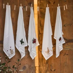 Fabrique de Styles Torchons, Tabliers Et Maniques*Torchon en coton blanc avec chat 70x50cm - A La Ferme