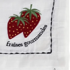 Fabrique de Styles Torchons, Tabliers Et Maniques*Torchon en coton blanc avec fraises 70x50cm - A La Ferme