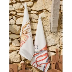 Fabrique de Styles Torchons, Tabliers Et Maniques*Torchon en coton (x3) faune marine blanc et 50x70cm