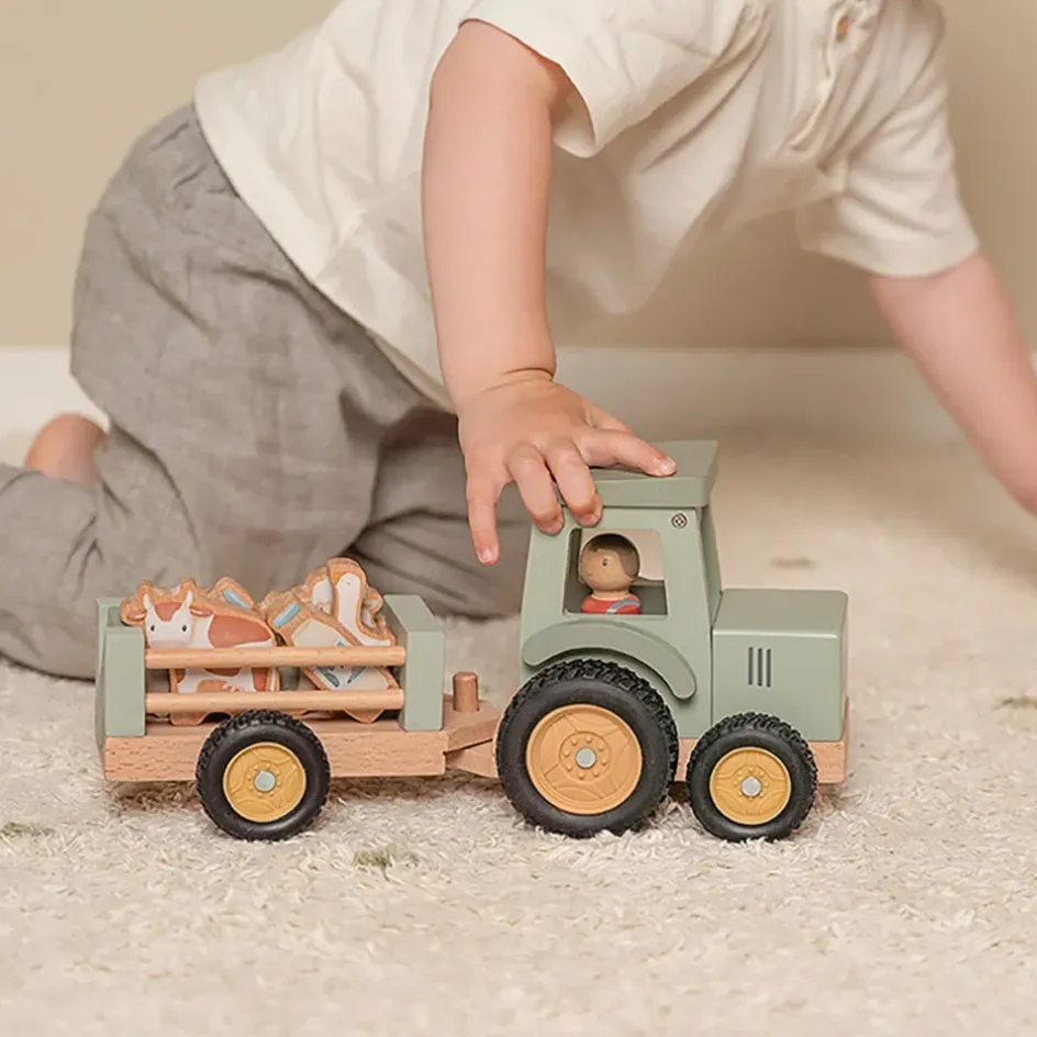 Enfant Fabrique de Styles Jouets*Tracteur avec remorque en bois - Little Farm
