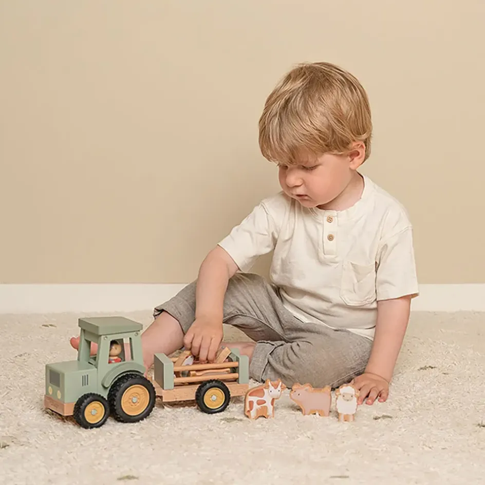 Enfant Fabrique de Styles Jouets*Tracteur avec remorque en bois - Little Farm