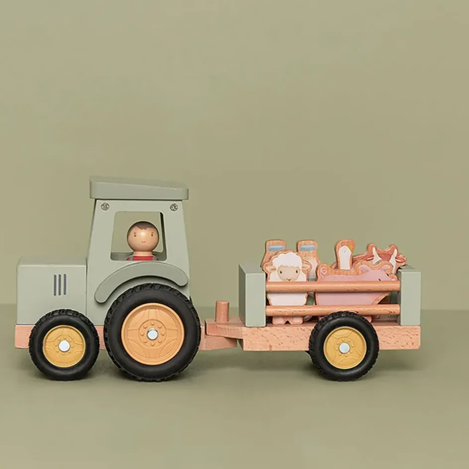 Enfant Fabrique de Styles Jouets*Tracteur avec remorque en bois - Little Farm