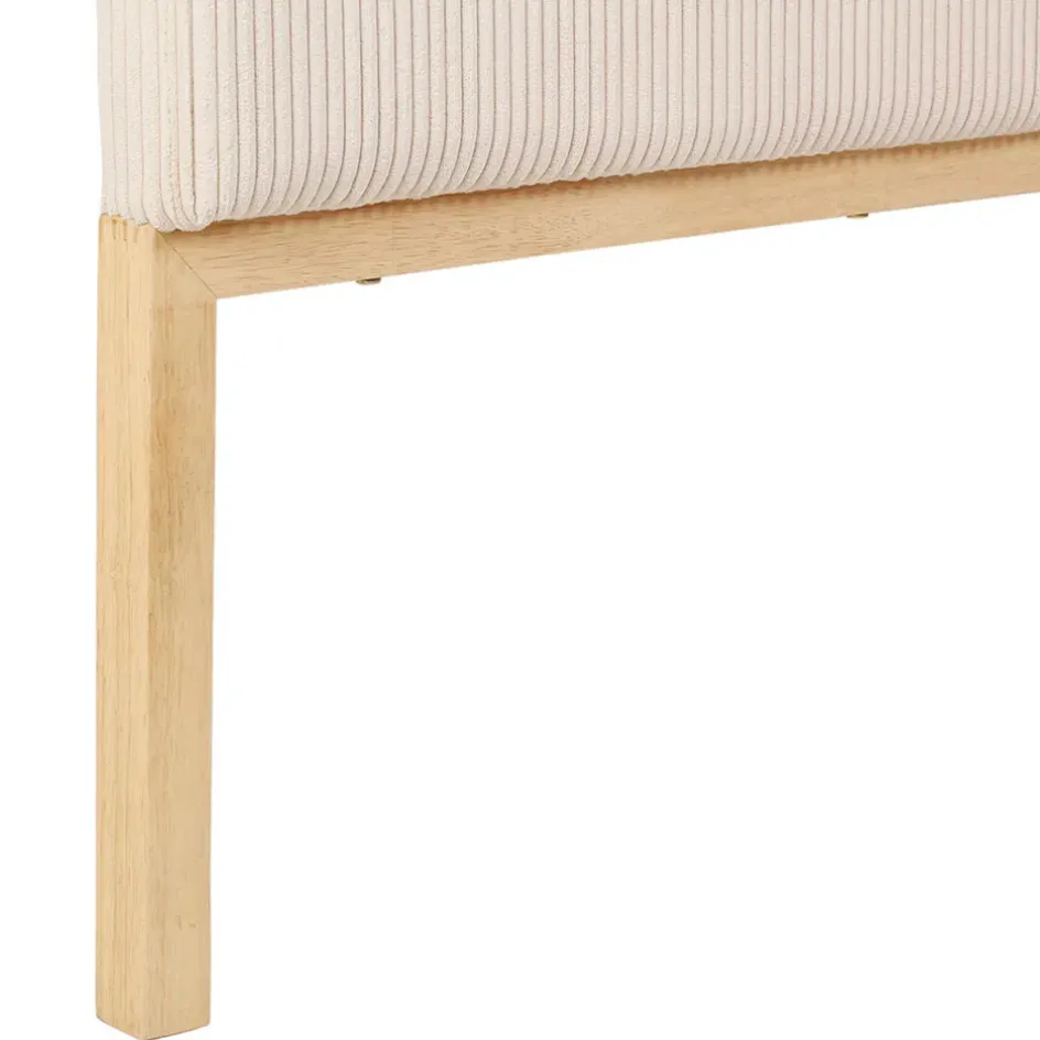 Fabrique de Styles Têtes De Lit Et Paravents*Tête de lit en tissu côtelé et hévéa écru 140x100cm - Minimal