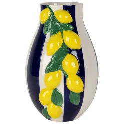 Fabrique de Styles Vases Et Soliflores*Vase citron rayé en dolomite blanc et jaune h28cm - Medi
