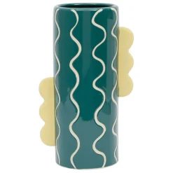 Fabrique de Styles Vases Et Soliflores*Vase cylindrique en grès émeraude et jaune h30cm - Lumi