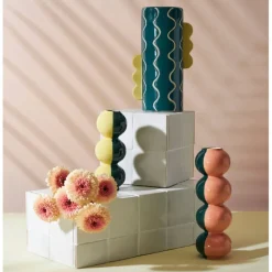 Fabrique de Styles Vases Et Soliflores*Vase cylindrique en grès émeraude et jaune h30cm - Lumi