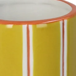 Fabrique de Styles Vases Et Soliflores*Vase en grès à rayures jaune 9x9x23cm