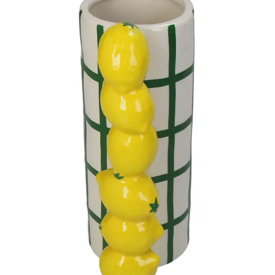 Fabrique de Styles Vases Et Soliflores*Vase en grès citron rayé vert h18cm