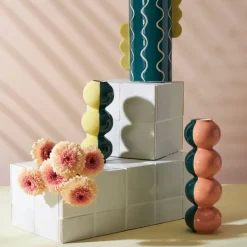 Fabrique de Styles Vases Et Soliflores*Vase en grès émeraude et corail h29cm - Lumi