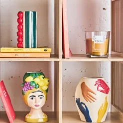 Fabrique de Styles Vases Et Soliflores*Vase en porcelaine avec mains h22.5cm - Visage-Arty