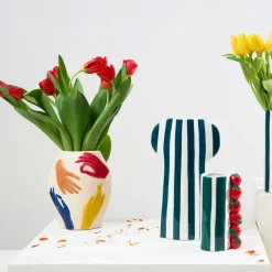 Fabrique de Styles Vases Et Soliflores*Vase en porcelaine émeraude et rouge fraise h18.5cm - Mocoa