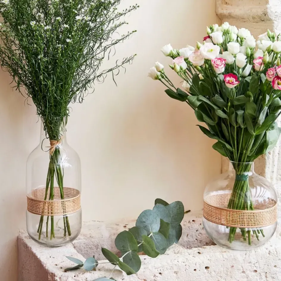 Fabrique de Styles Vases Et Soliflores*Vase en verre et rotin h35cm - Fantine