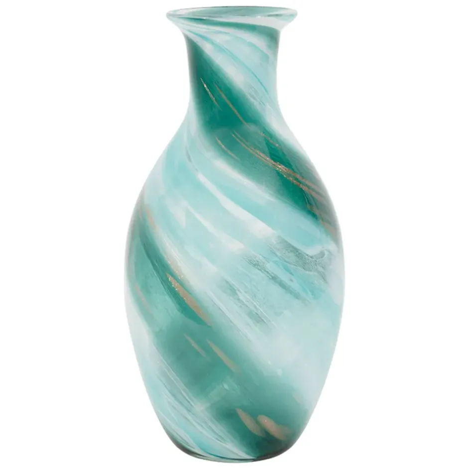 Fabrique de Styles Vases Et Soliflores*Vase en verre émeraude et doré h32cm - Sablon