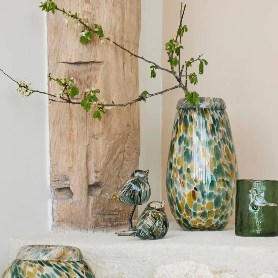 Fabrique de Styles Vases Et Soliflores*Vase en verre émeraude et doré h31cm - Menorca