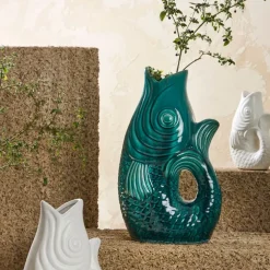 Fabrique de Styles Vases Et Soliflores*Vase poisson en grès h19.5 cm - Mer