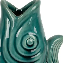 Fabrique de Styles Vases Et Soliflores*Vase poisson en grès émeraude h19.5cm - mer