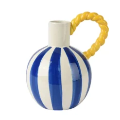 Fabrique de Styles Vases Et Soliflores*Vase rayé en grès avec anse jaune h21cm