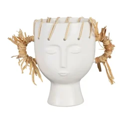 Fabrique de Styles Vases Et Soliflores*Vase visage en dolomite écru h17cm - Visage-Arty