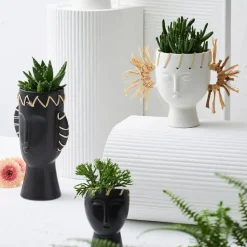 Fabrique de Styles Vases Et Soliflores*Vase visage en dolomite écru h17cm - Visage-Arty