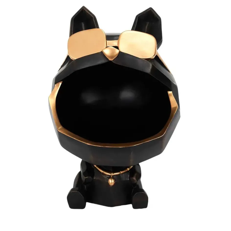 Fabrique de Styles Petits Objets Déco*Vide poche chien a lunettes noir