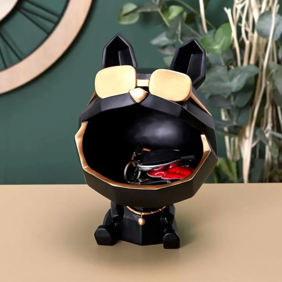 Fabrique de Styles Petits Objets Déco*Vide poche chien a lunettes noir