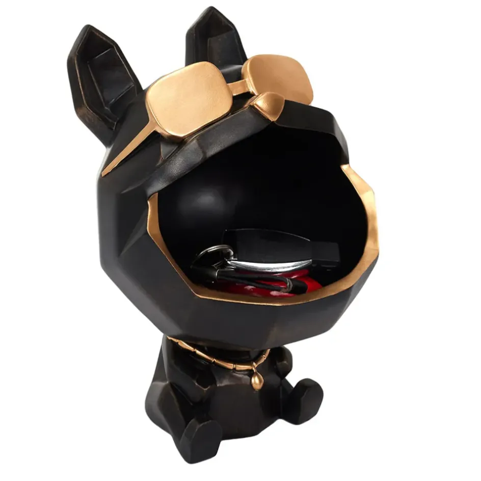 Fabrique de Styles Petits Objets Déco*Vide poche chien a lunettes noir